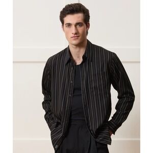 Todd Snyder Rayon Big Shirt in Black Striped Men 2XL Designer Relaxed NWT $180
